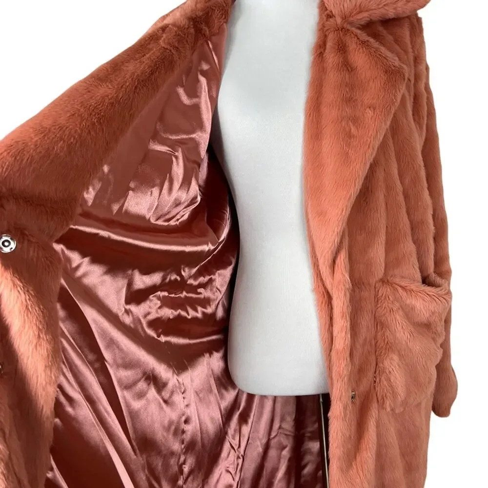 4SI3NNA Hallie Faux Fur Coat in Peach NWOT Small - Picture 8 of 12